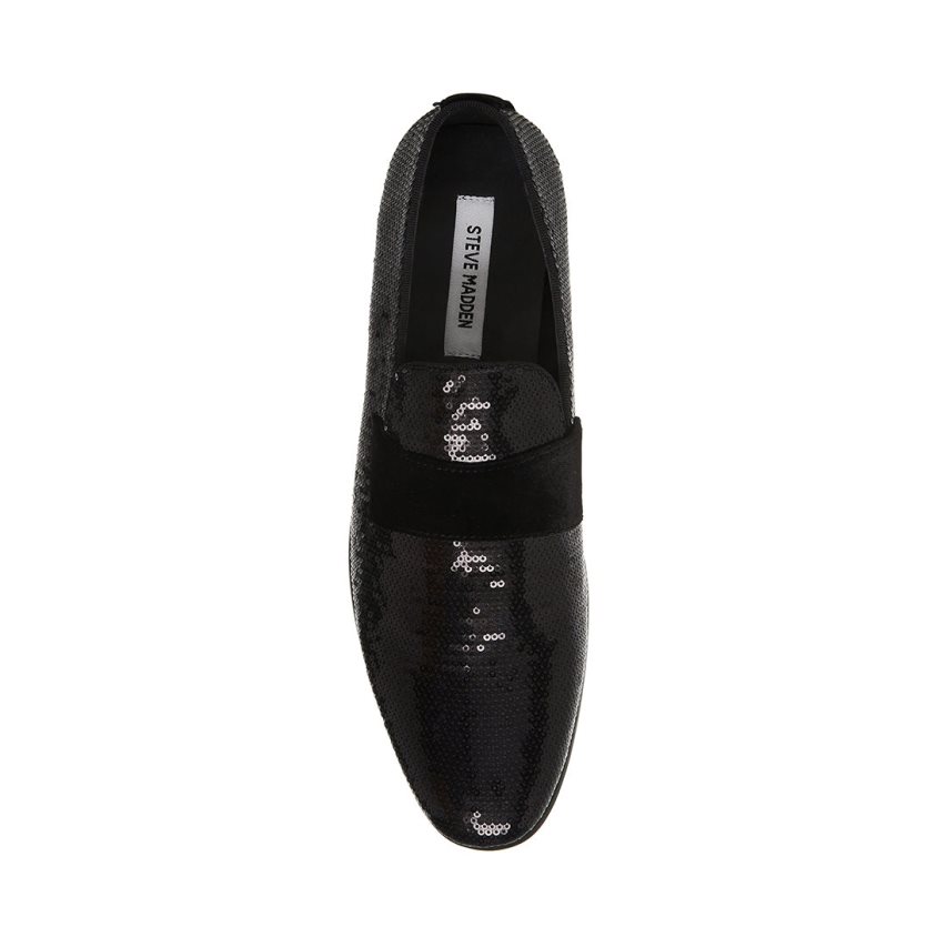 Black Steve Madden Arles Sequin Men's Loafers | PH 9205EPB